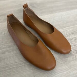 Everlane The Day Glove Leather Ballet Flats Cognac Brown Made in Italy Size 6
